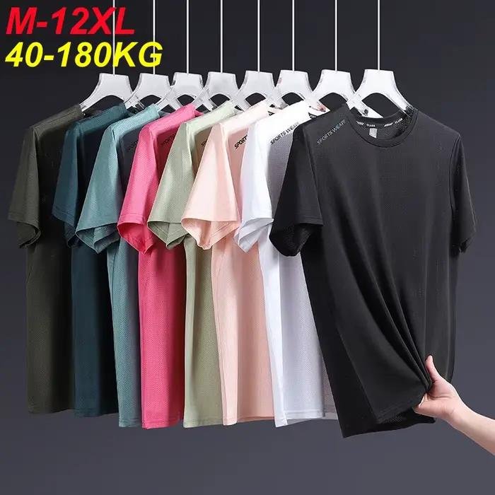 T-shirts Homme Femme 180kg 12XL 11XL 10XL – Grande Taille Séchage Rapide Col Rond Manches Courtes Hauts Amples Vêtements Oversize