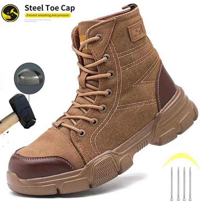 Bottes de sécurité robustes en synthétique avec bout en acier pour hommes, protection anti-crevaison, confort tout au long de la journée, parfaites pour le travail et les occasions spéciales
