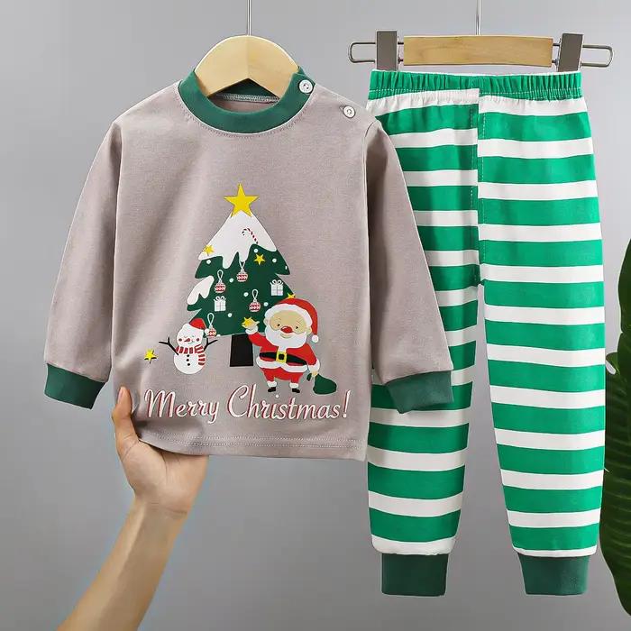 Ensembles de Noël pour enfants en coton à manches longues dessin animé pour filles et garçons occasions spéciales automne hiver