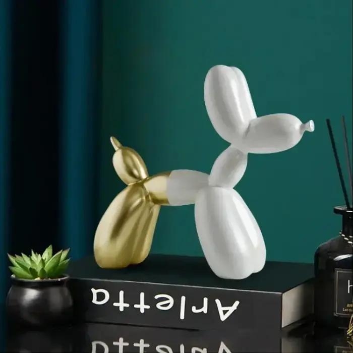 Sculpture de chien ballon en résine nordique de 20 cm, figurines d'animaux, décoration moderne de luxe pour salon, bureau, maison, ornements, statues de chien