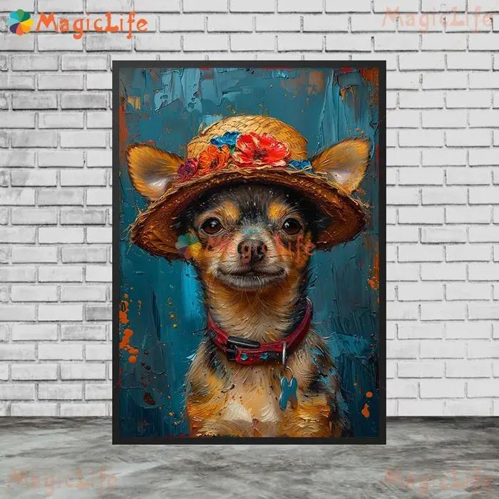 Peinture sur toile de chien de dessin animé pour salon