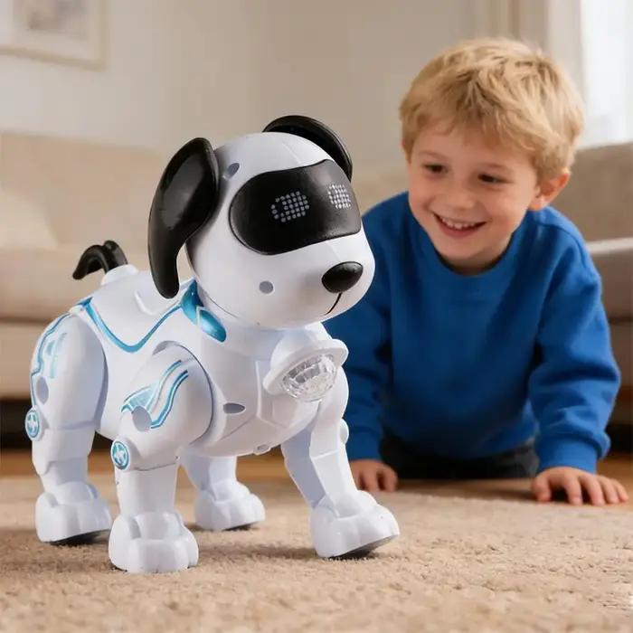 Robot chien musical et lumineux avec laisse