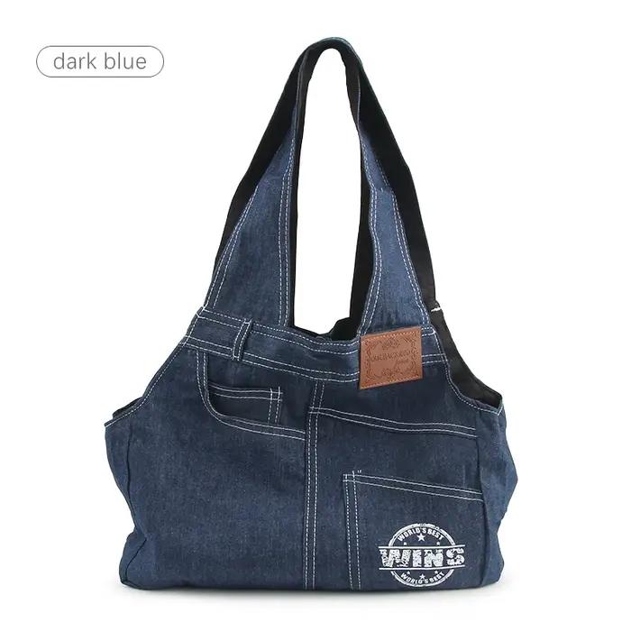 Sacs de transport en denim pour animaux de compagnie, sac de voyage lancé pour chiot, chat, mini chien