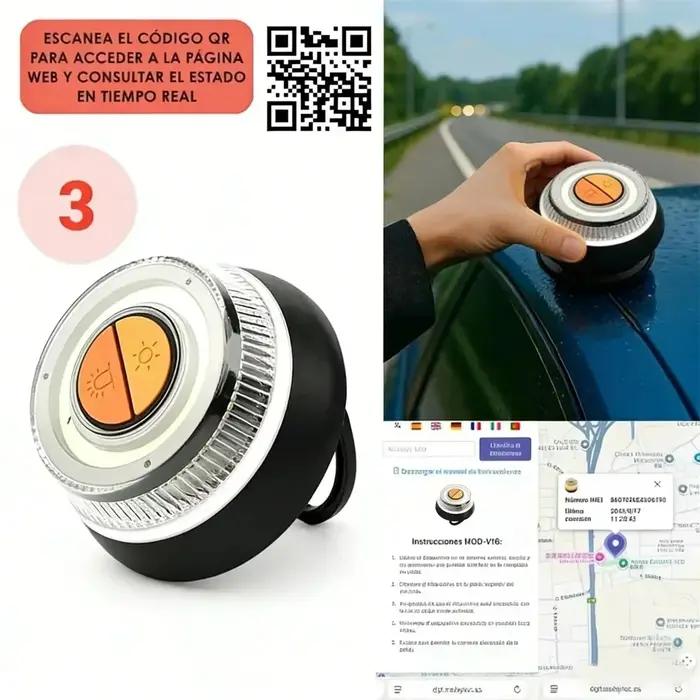 Lampe de secours V16 Géolocation DGT 3.0 Position GPS Période de Validité des Données jusquen 2038 pour la Sécurité Routière Conforme aux Normes Réglementaires