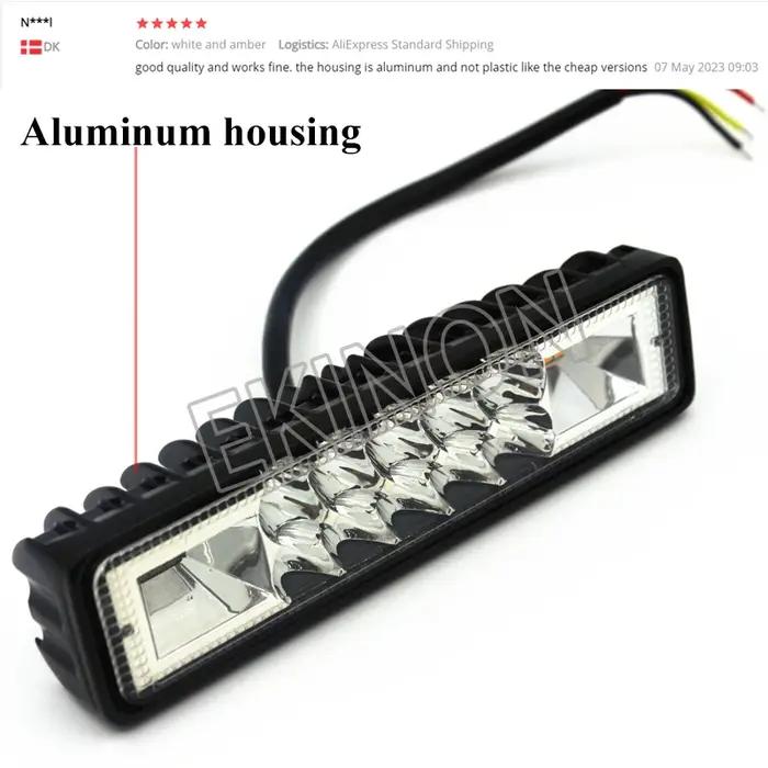 Barre lumineuse LED Flash stroboscopique 48W, blanc ambre bleu rouge pour tout-terrain 4x4 ATV SUV m