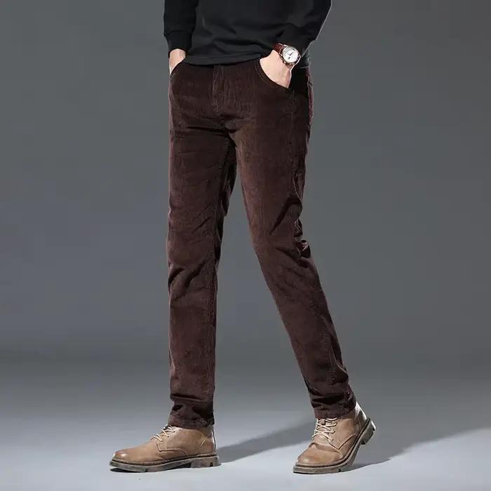 Pantalon velours polaire hiver homme nouveau chaud épais classique droit pour chasse confort
