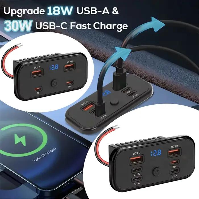 Panneau de chargeur de prise de Charge rapide QC3.0 USB-A et PD3.0