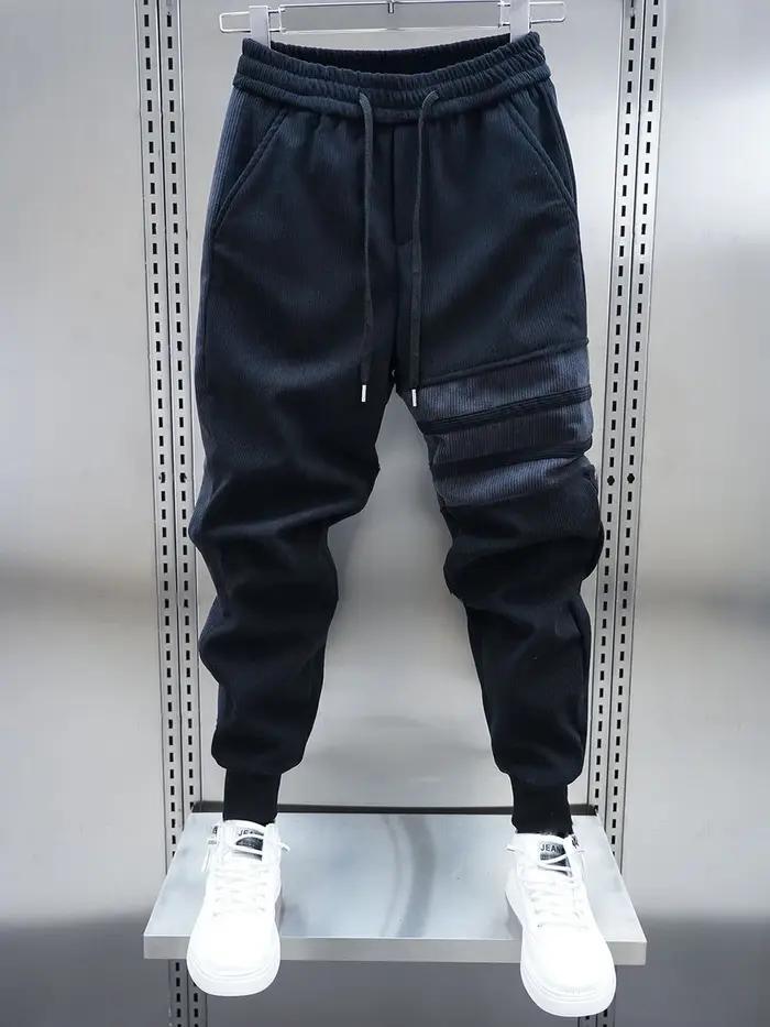 Pantalon harem patchwork rayé homme - Style streetwear décontracté luxe jogger sweatpants