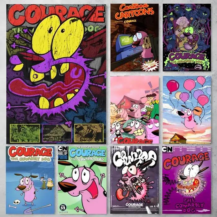 Affiche autocollante en papier imperméable, motif Anime C-Couragee the Cowardly Dog, décoration murale pour café, Bar, salle