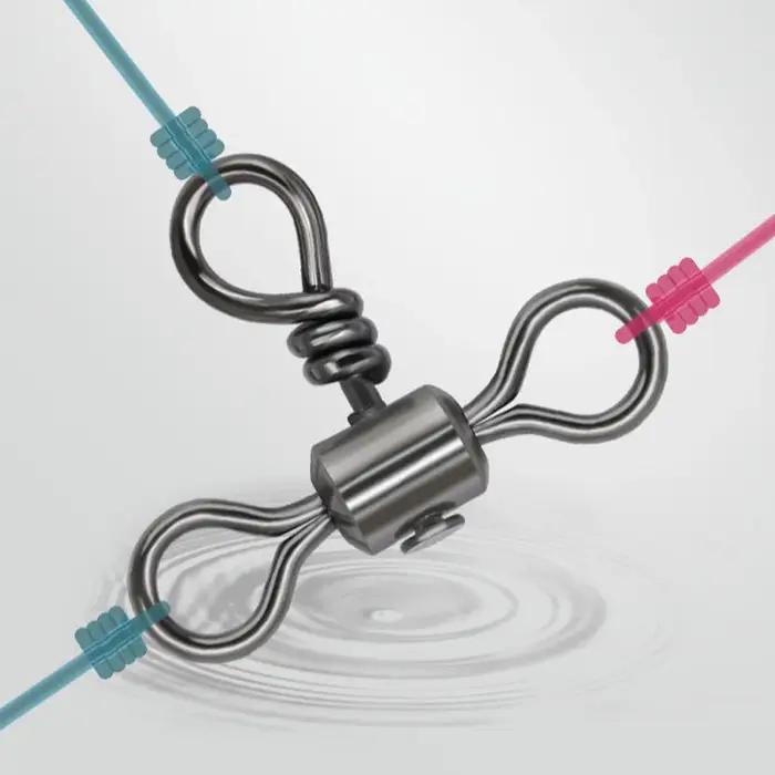 DNDYUJU 30 pièces 3 voies baril ligne transversale pêche pivotant avec anneau solide en laiton croch
