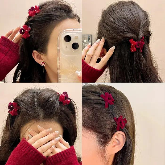 Barrette à cheveux en forme de nœud papillon en plastique pour filles et femmes - Cadeau idéal pour Saint-Valentin et autres occasions spéciales