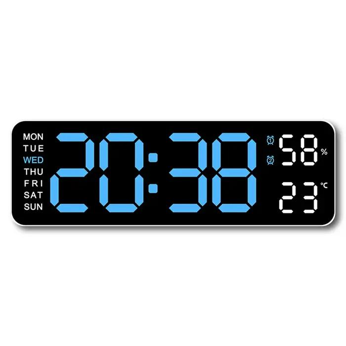 Grande horloge murale numérique température et humidité affichage de la semaine luminosité réglable électronique LED