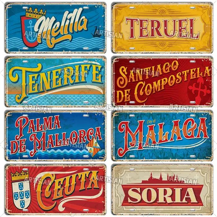 Plaque d'immatriculation artistique espagnole en étain pour décoration intérieure bar pub club man cave salon chambre occasionnelle