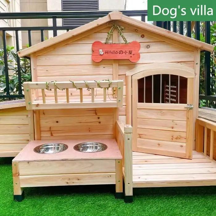 Chenil de maison de chien en bois de qualité supérieure, design durable extérieur, multifonctionnel pour chiens, luxueux et personnalisable pour offrir un abri confortable toute l'année