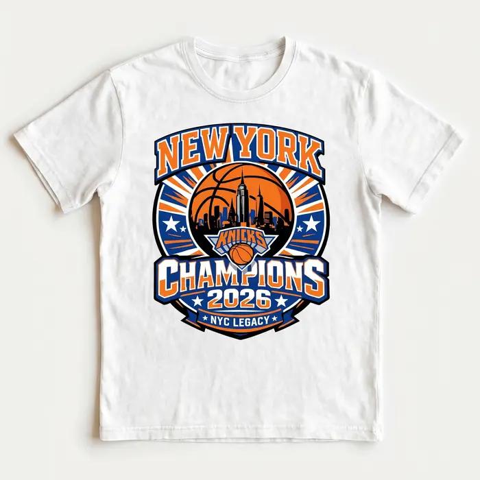 T-shirt Coton Rétro New York Basketball Champions 2026 – Style Y2K Unisexe Streetwear d'Été