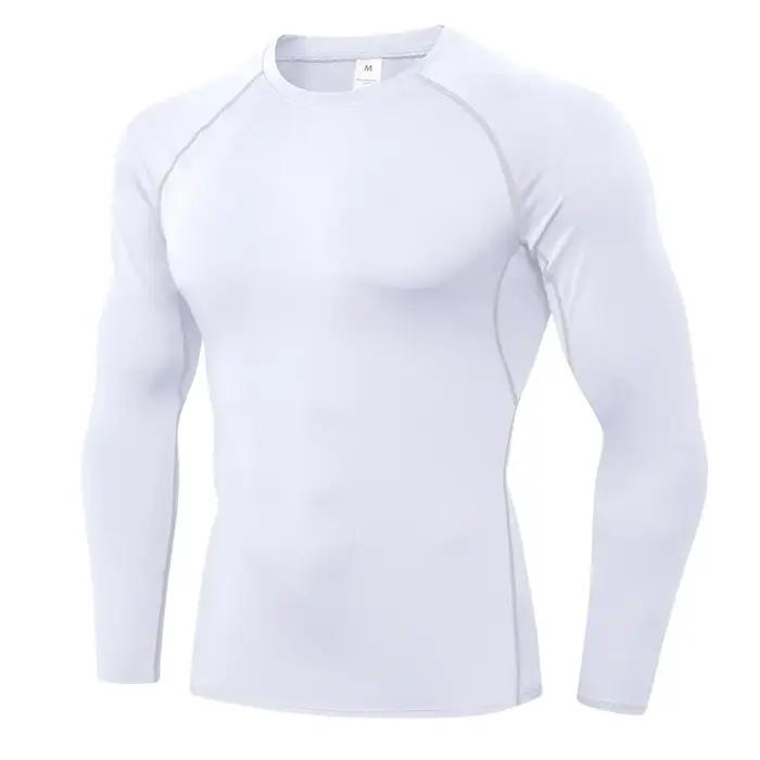 Chemises de Compression pour hommes, T-Shirt d'entraînement à manches longues, hauts de course, couc