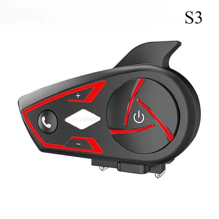 Casque Interphone Bluetooth S3 1000M, Étanche, Moto, Lumière Ambiante RGB