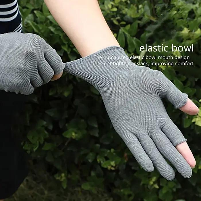 Gants nylon respirants écran tactile mi-doigts full finger moufles travail fins chasse tir mitaines outdoor