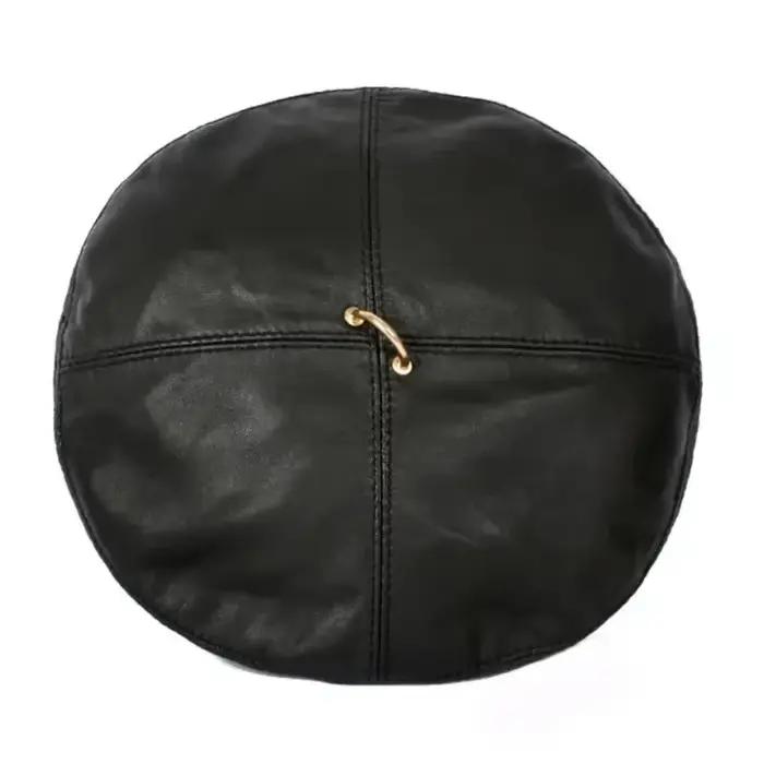 Chapeau béret en cuir véritable pour femme, casquette de peintre de citrouille européenne, couleur a