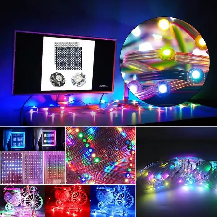Panneau de lumières LED polychromes, diamètre 10mm, DC 5V, adressable individuellement, WS2812B RGB