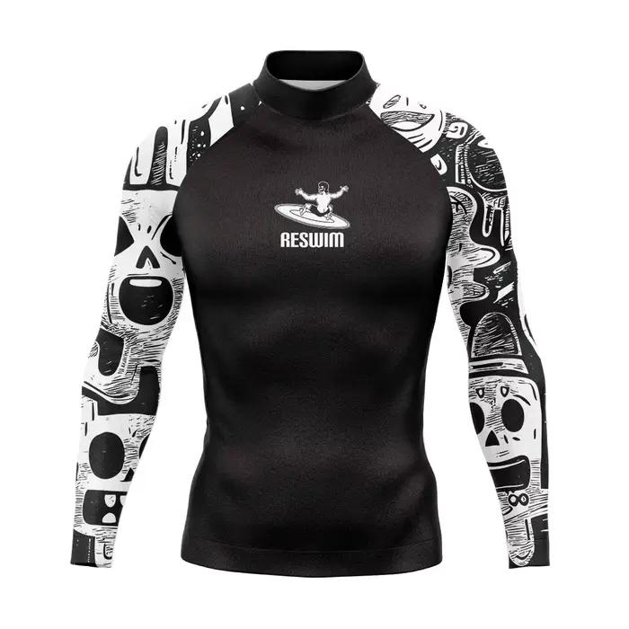 Nouveau été hommes longs natation Surf T-Shirts UPF 50 + Surf combinaison Rashguards maillot de bain