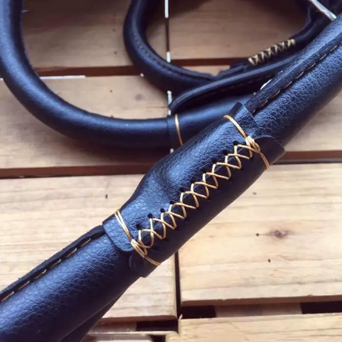 Ensemble collier et laisse en cuir véritable pour animaux de compagnie