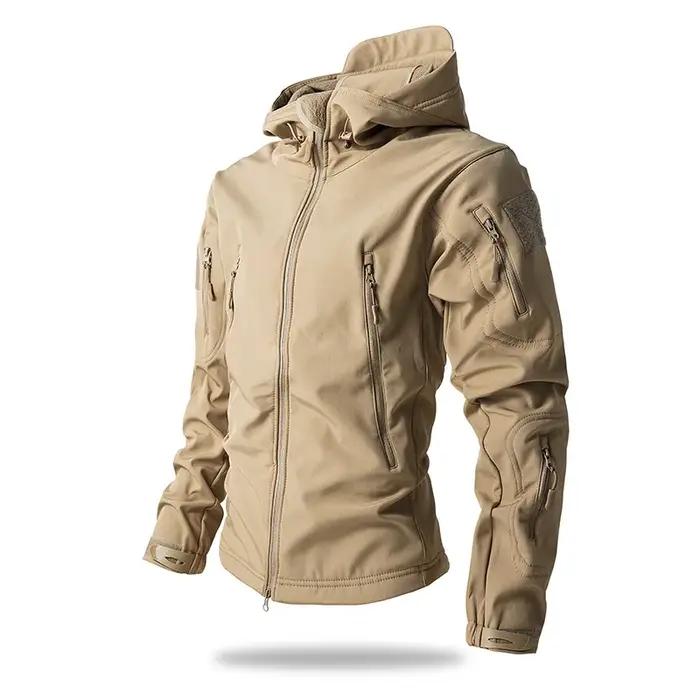 Veste de chasse camouflage pour homme, imperméable, coupe-vent, softshell, tactique, avec capuche en polaire, vêtements de pêche et de randonnée en plein air