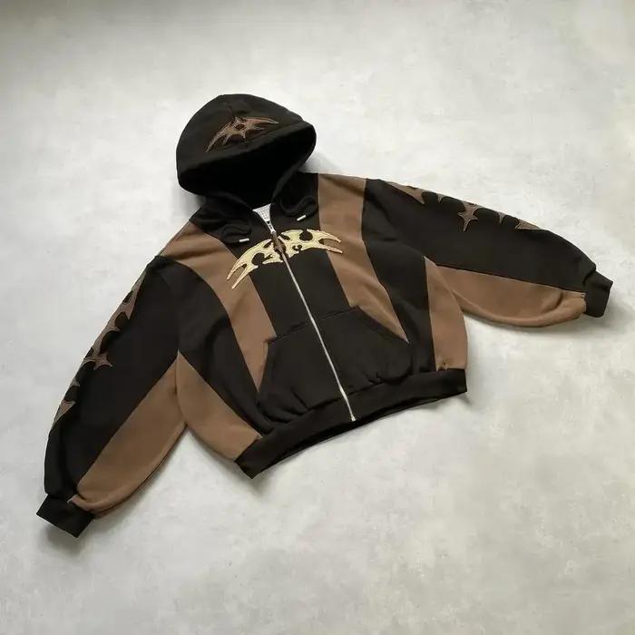Sweat à capuche gothique BiggOrange en coton et polyester pour homme et femme, style hip-hop rétro Y2K, vêtements de rue pour toutes les saisons