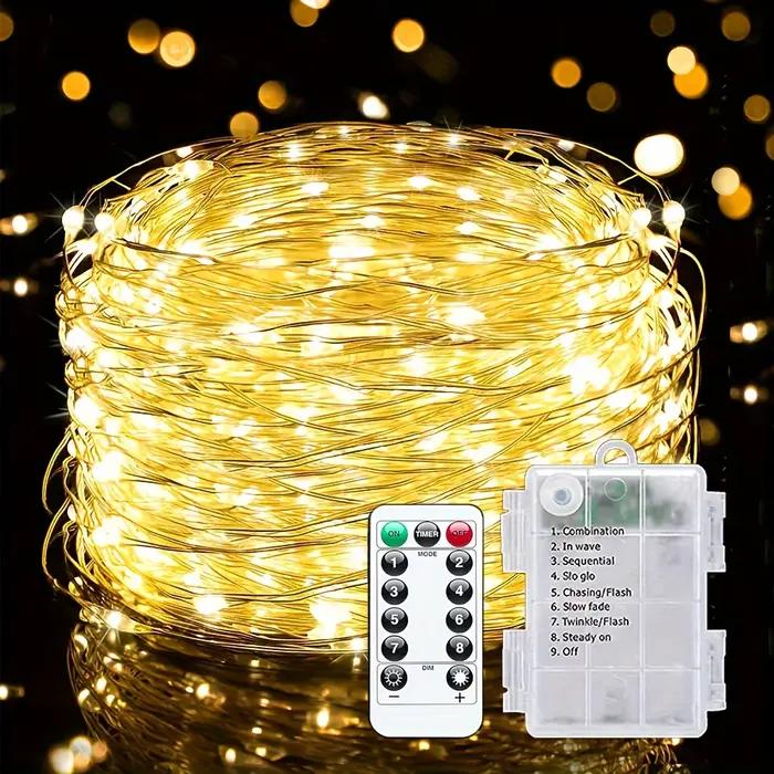 Guirlande lumineuse féerique étanche à piles, décoration de fête de noël et de mariage, télécommande