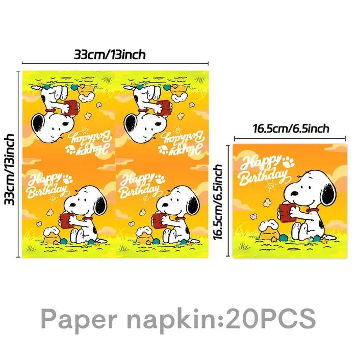Décoration d'anniversaire Snoopyed en papier pour chien, vaisselle jetable, nappe, assiettes, tasses, serviettes, fournitures de fête pour enfants, occasions spéciales