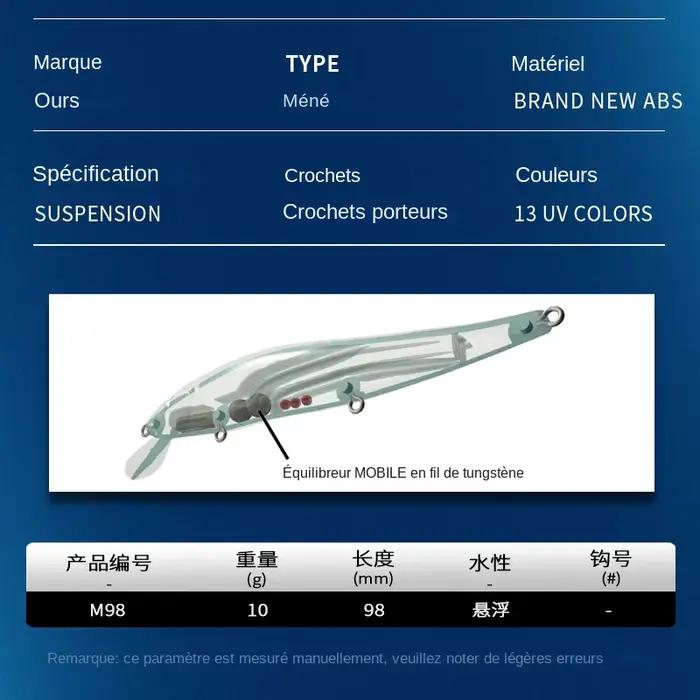 BEARKING 9.8 cm 10g SP plongée 2.1 m professionnel vairon Wobbler leurres de pêche qualité jerkbaits appât artificiel