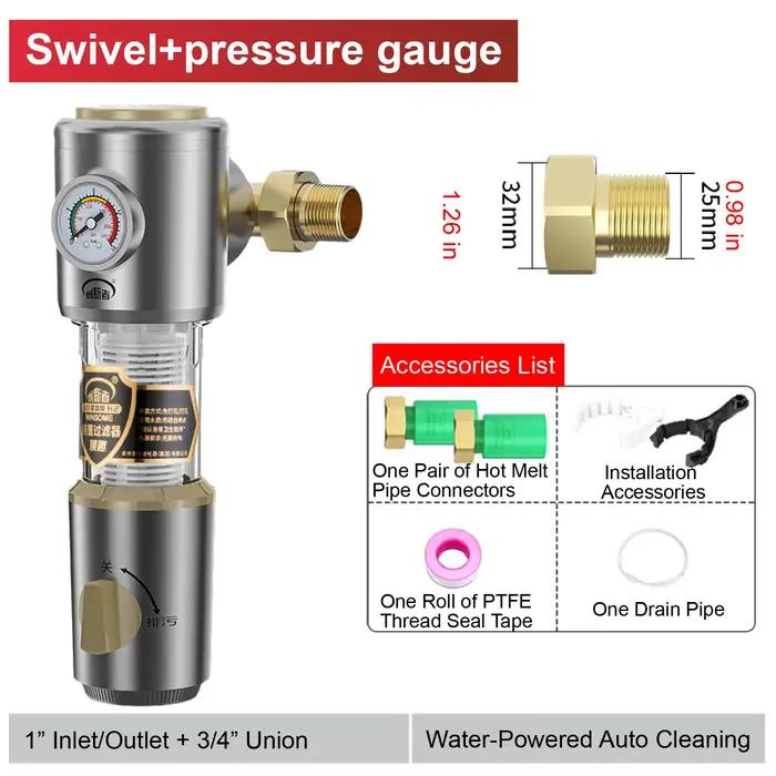Préfiltre à eau avec rinçage inversé 100 L/min filtrant 40-60 μm pour maison haute performance protection chauffe-eau occasions spéciales
