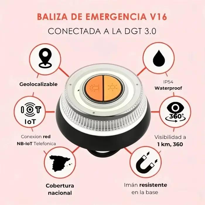 Lampe de secours V16 Géolocation DGT 3.0 Position GPS Période de Validité des Données jusquen 2038 pour la Sécurité Routière Conforme aux Normes Réglementaires