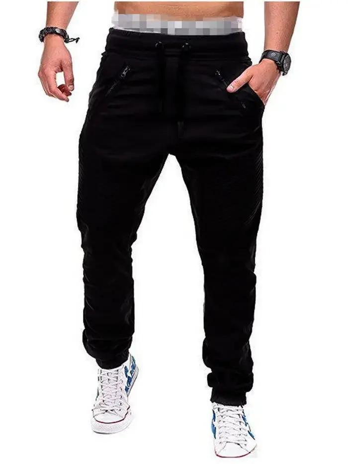 Pantalon homme été élastique cordon zip slim rayé harem casual BSD-8812 léger confortable