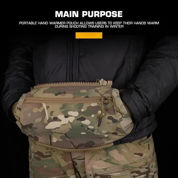 Poche chauffante mains tactique hiver chasse - Muff hand warmer drop bag fanny pack pliable