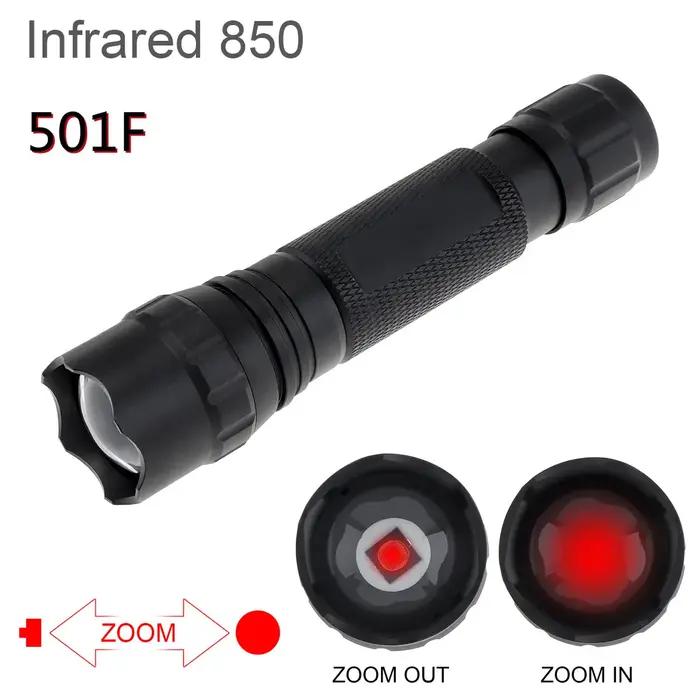 Lampe de poche infrarouge tactique pour chasseurs avec zoom et résistance aux chocs pour observation nocturne et activités en plein air