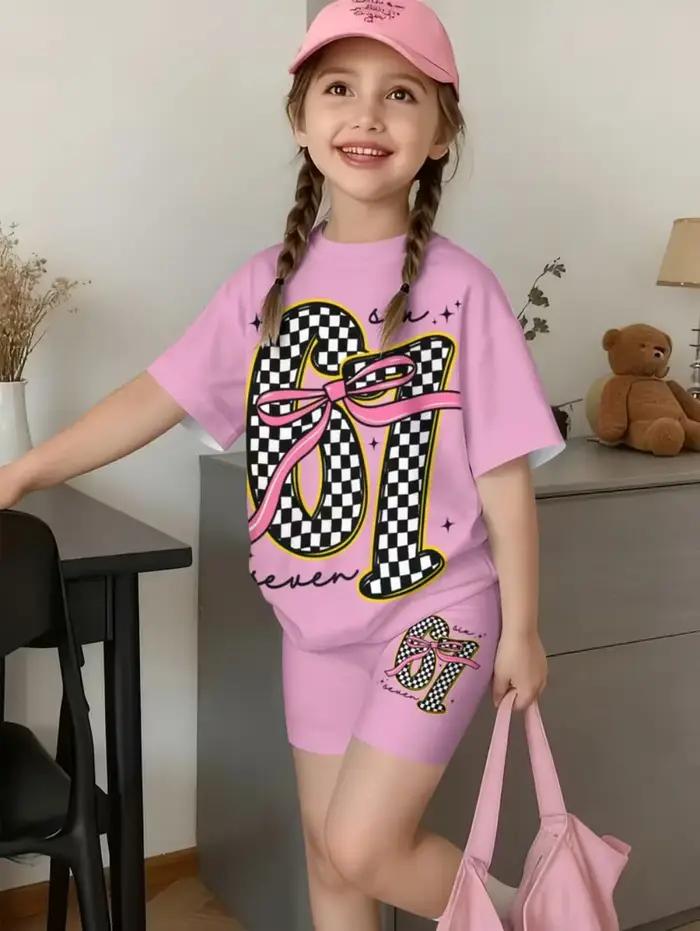Summer Italian Brainrot 67 Six Seven Cartoon Print Sports Children's Set Short Sleeved Shorts 2PCS S