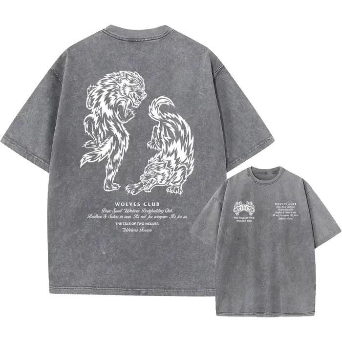 Hommes Harajuku décontracté coton à manches courtes lavé T-Shirt Vintage imprimé rue Hip Hop rétro P