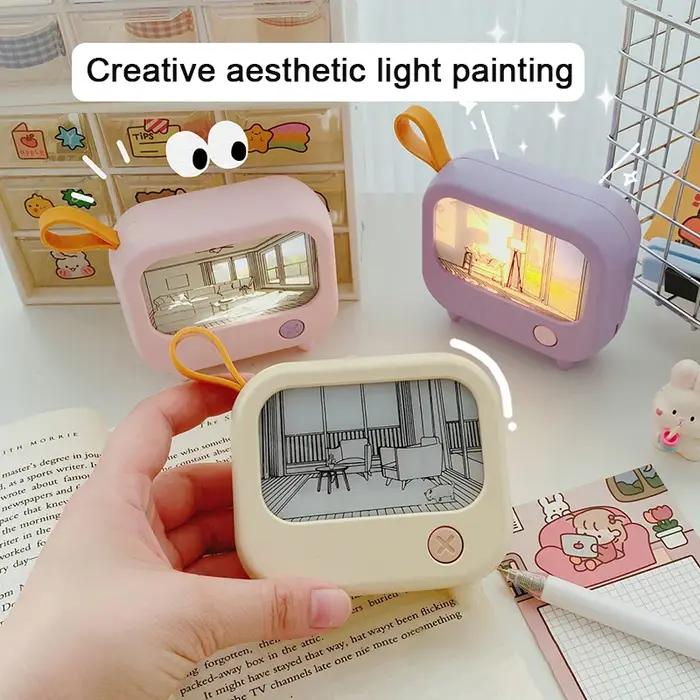 TV peinture veilleuse Led mignon enfant apprentissage lampe de Table chambre décoration de la maison