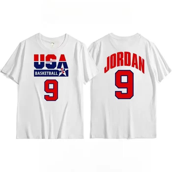 T-shirt Dream Team, haut d'entraînement de basket-ball américain pour hommes, T-shirt rétro à manche