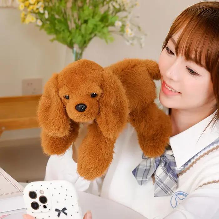 Peluche chiot noir kawaii 30cm en tissu rempli de coton PP jouet en peluche doux pour adultes et enfants de plus de 14 ans occasions spéciales