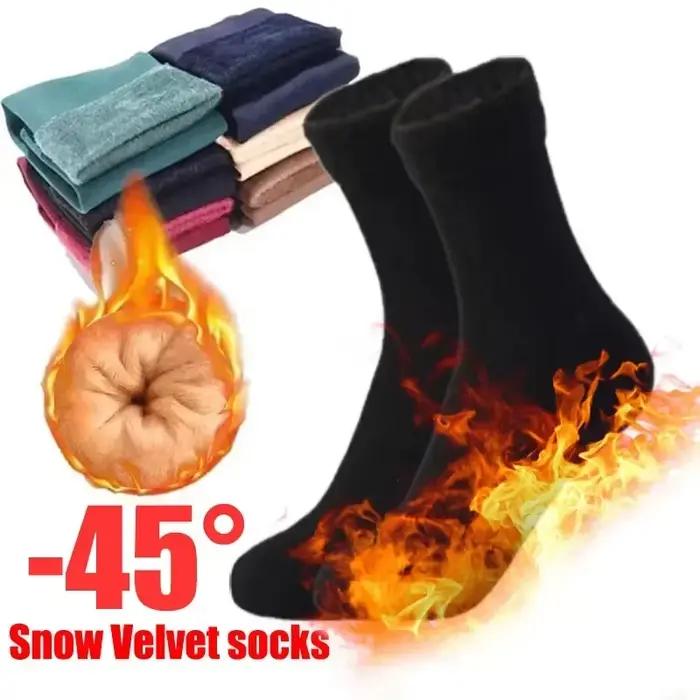 Chaussettes hiver épaisses thermiques neige unisexes velours doux laine cachemire maison