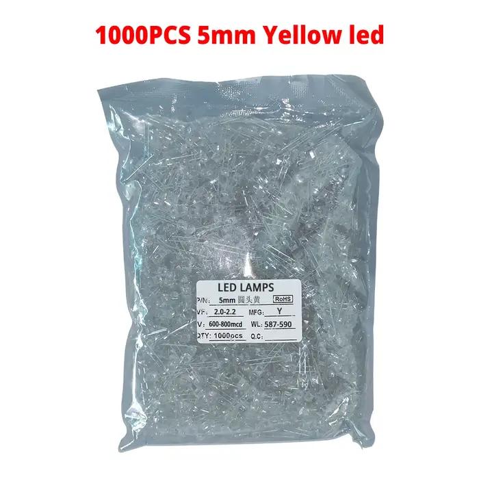 1000 pièces F5 5mm rond blanc rouge vert bleu jaune eau claire Led Super lumineux Ligte Diodes électroluminescentes 6000