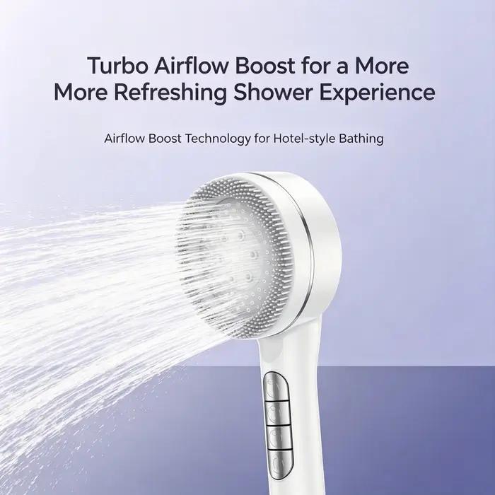 1 pièce Pommeau de douche filtrant portable pour SPA à domicile avec design de massage multifonction, 4 jets puissants réglables pour une cascade d'eau
