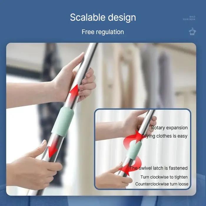 Tige de séchage de vêtements télescopique multifonctionnelle