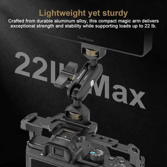 Bras articulé flexible Minifocus Camera Magic Arm avec vis 1/4” et support de moniteur de terrain double 360° ° Rotule en alliage d'aluminium