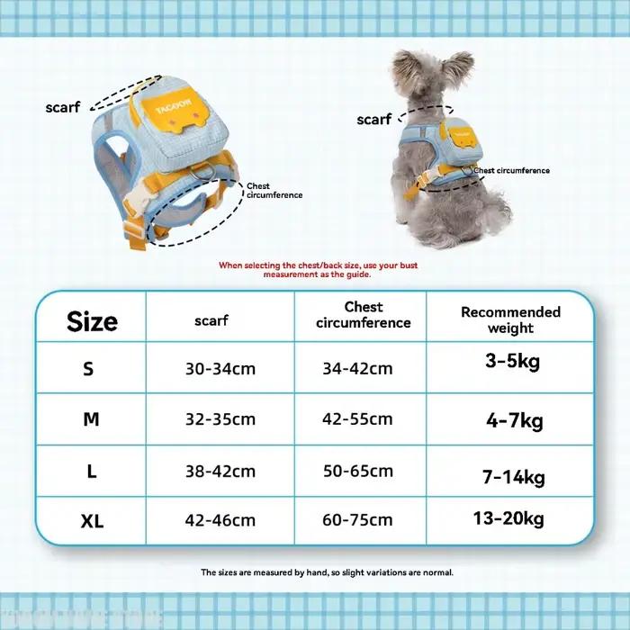 Harnais pour chien avec sac à dos et laisse - Gilet de voyage pour animaux de compagnie avec sac de rangement amovible