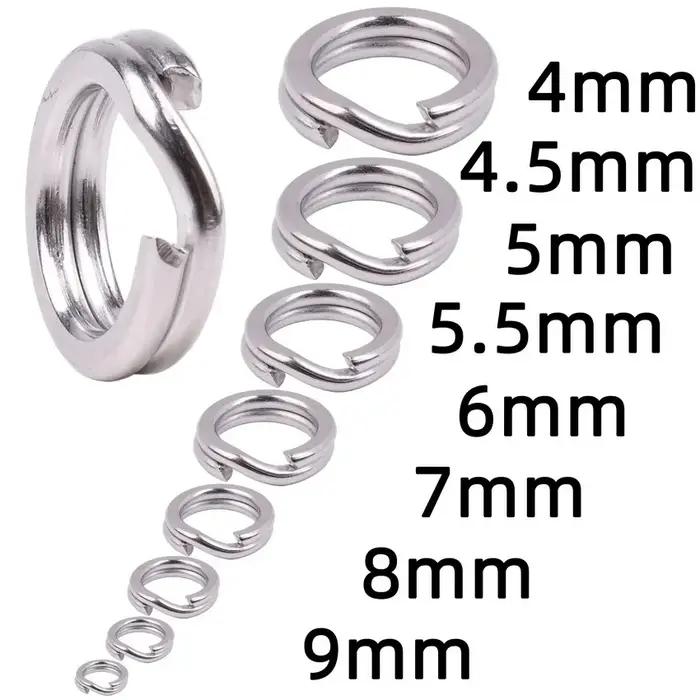 50 pièces/boîte anneau fendu en acier inoxydable pêche Double anneau fendu ovale anneau solide acces
