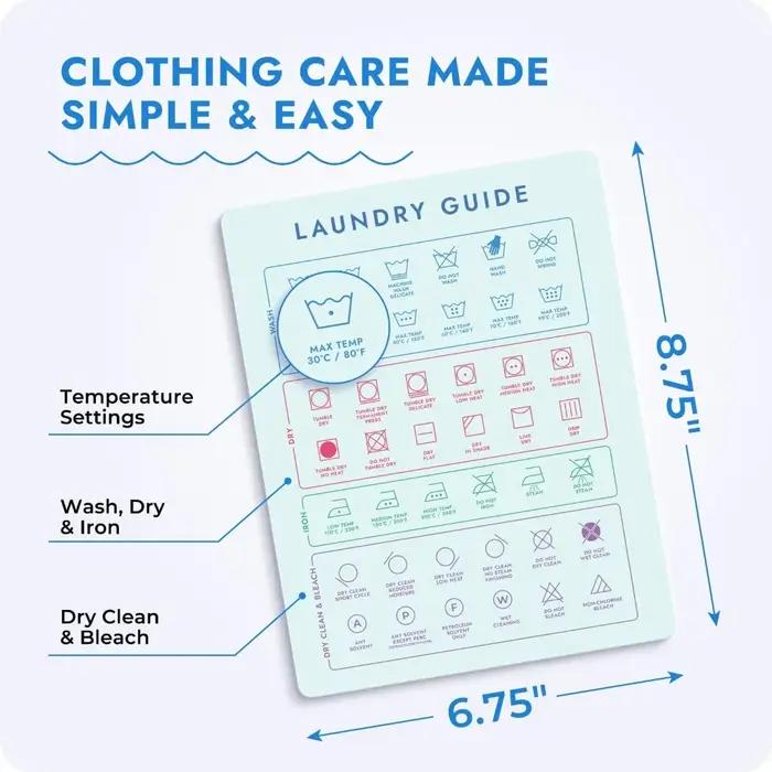 Aimant de symboles de lessive-guide facile à l'entretien des vêtements