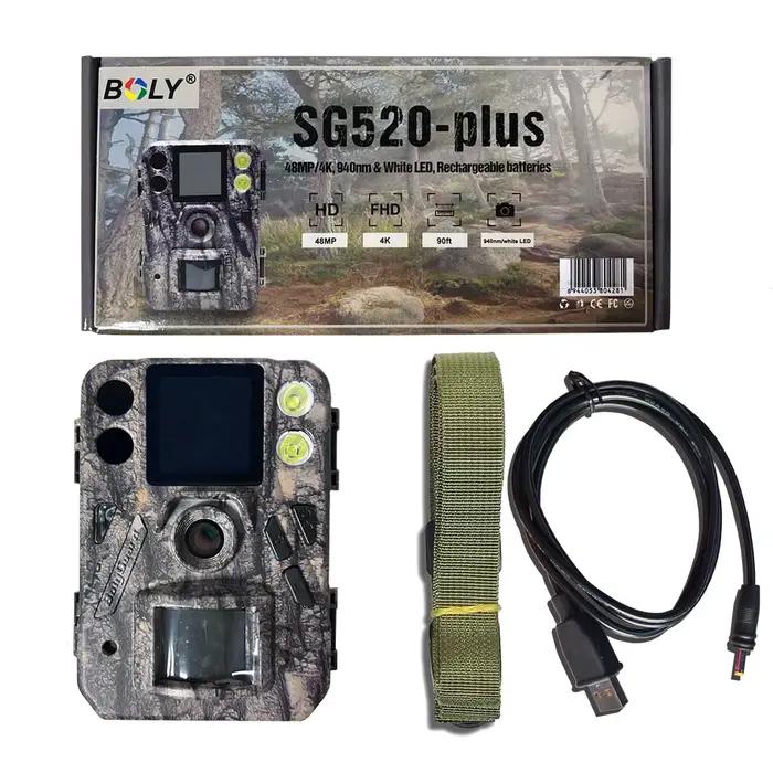 Caméra de chasse BolyGuard Trail Cam 4K 30fps SG520-Plus Double Flash (IR noir 940nm et LED blanc) Portable pour la faune en extérieur